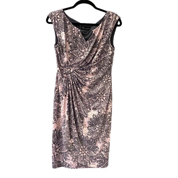 Connected Apparel WRAP DRESS 6P Pink Gray Side Gather Sleeveless Mob Wife - Picture 1 of 8